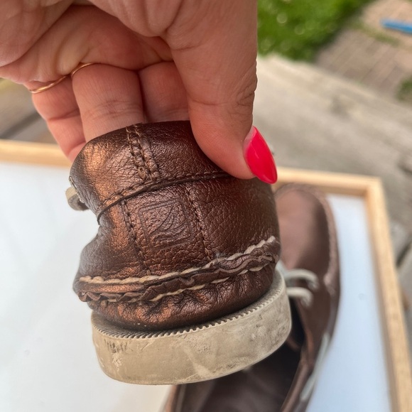 Sperry TopSiders my brown bronze metallic leather loafers 9M - Picture 6 of 10